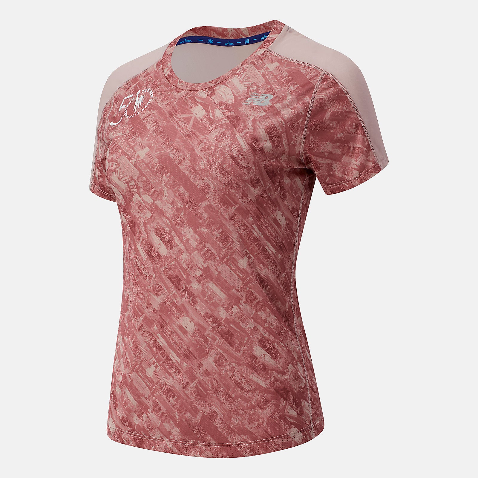 Saturn Pink NYC Marathon Printed Impact Run Short Sleeve New Balance Clothing