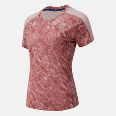 Saturn Pink NYC Marathon Printed Impact Run Short Sleeve New Balance Clothing