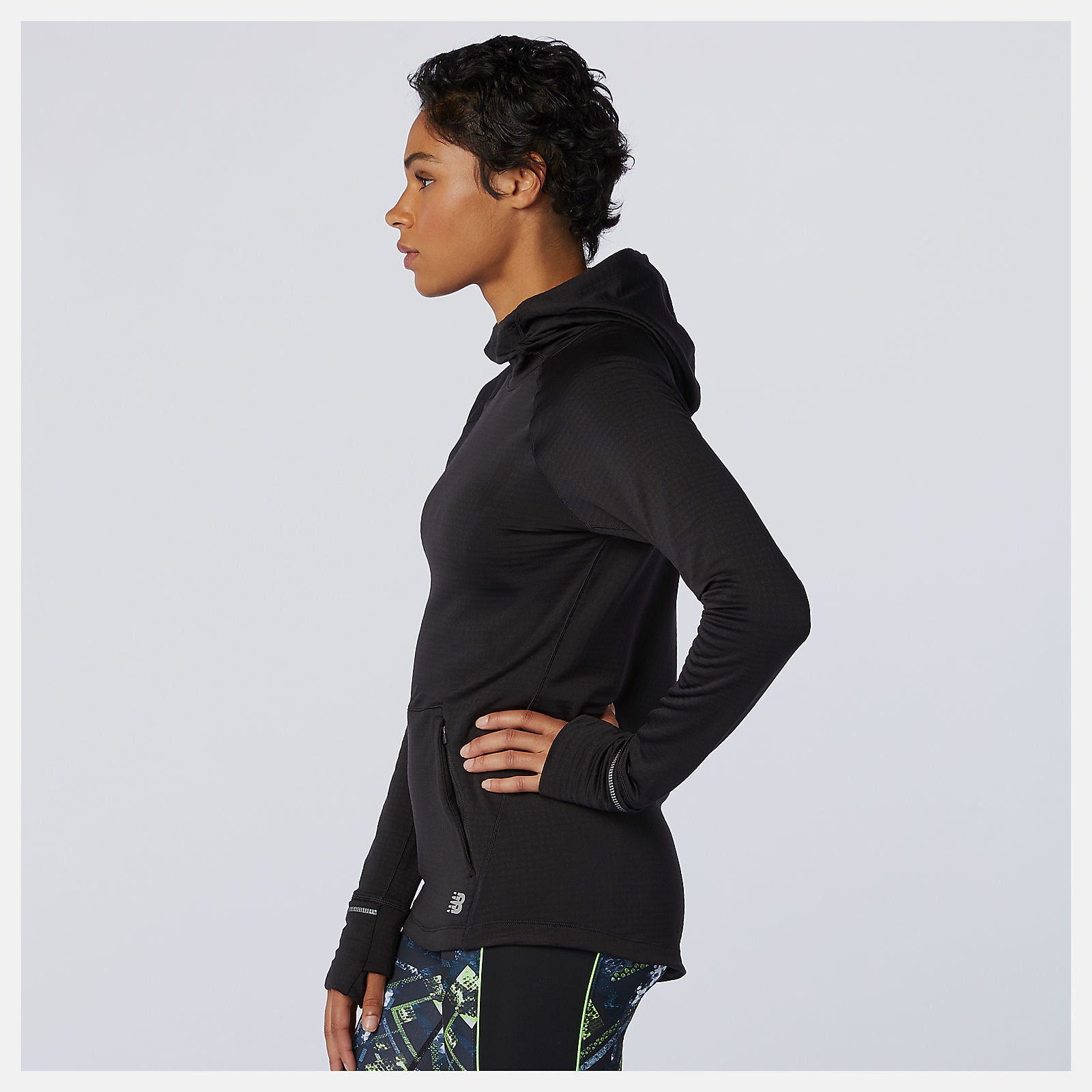 Black NB Heat Grid Hoodie New Balance Clothing