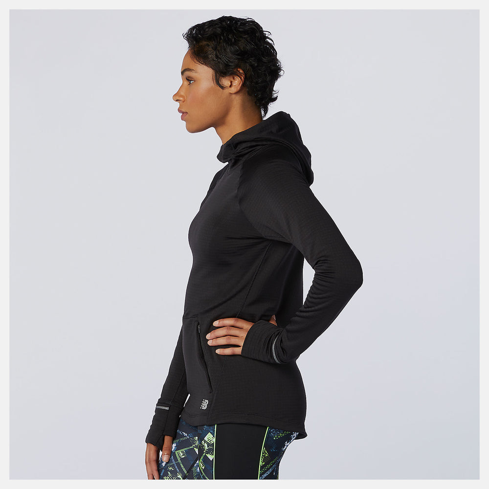 Black NB Heat Grid Hoodie New Balance Clothing