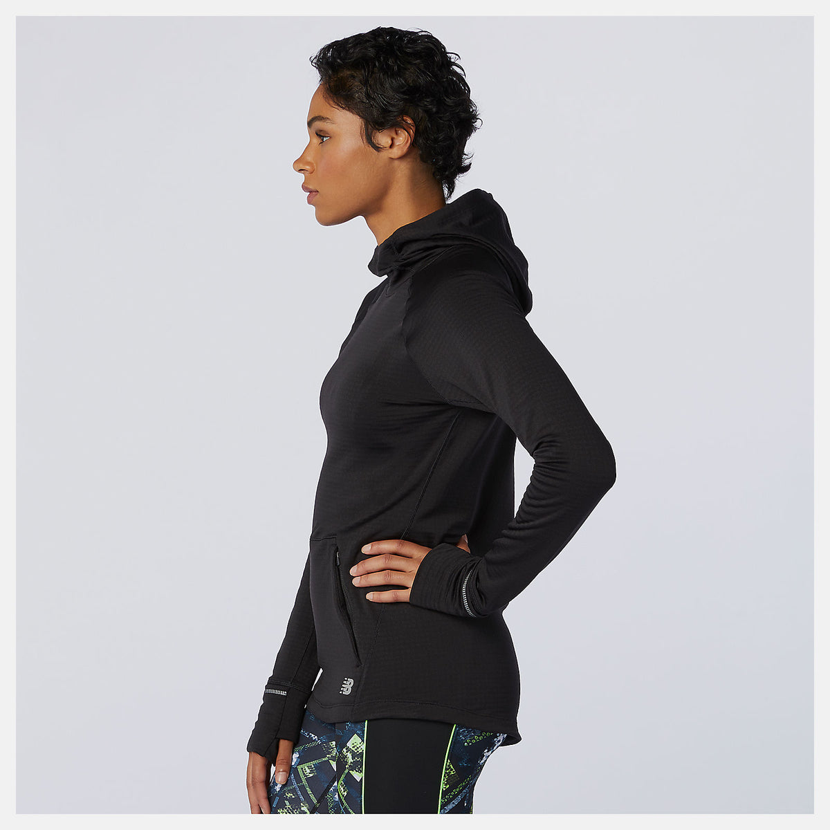 Black NB Heat Grid Hoodie New Balance Clothing