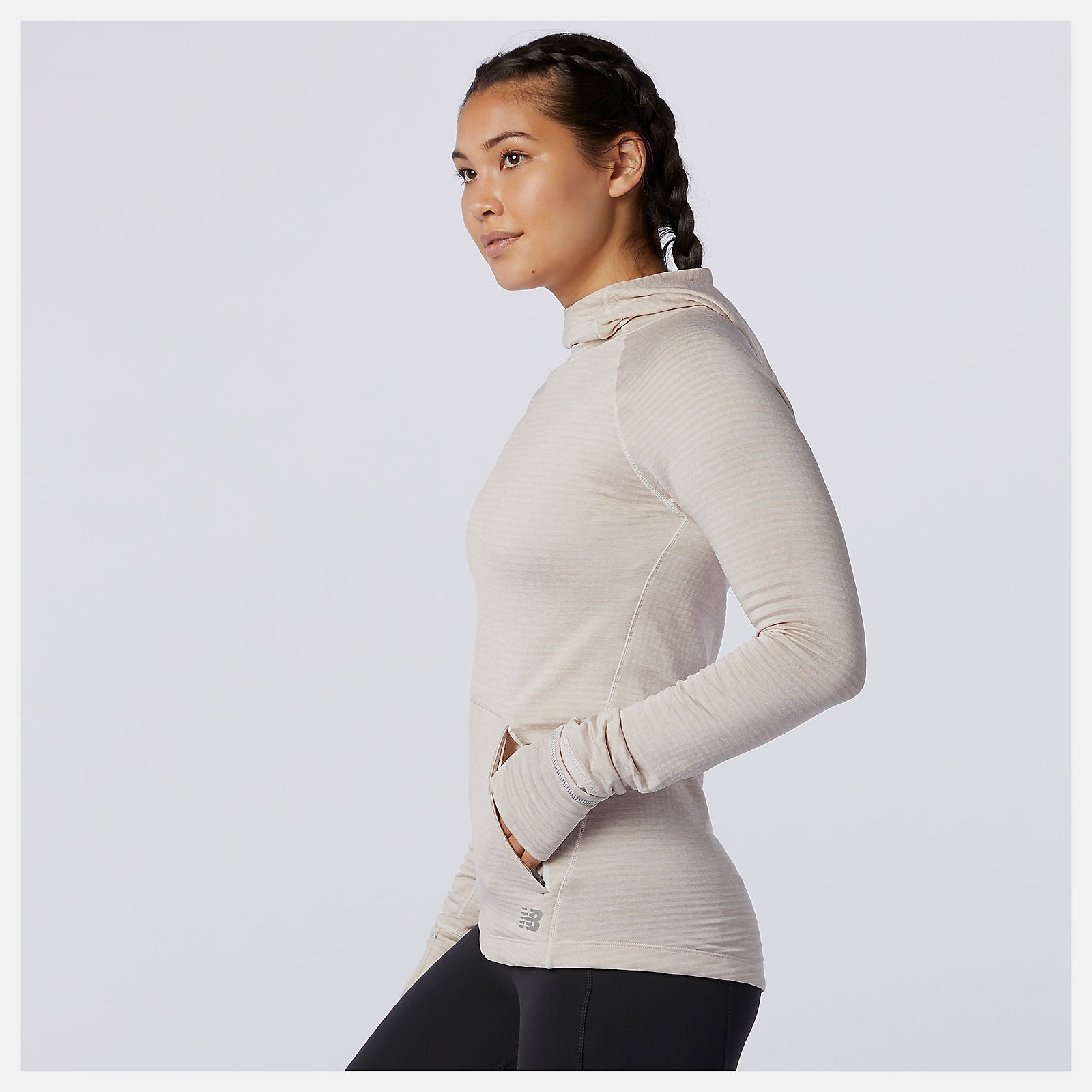 Sea Salt Heather NB Heat Grid Hoodie New Balance Clothing
