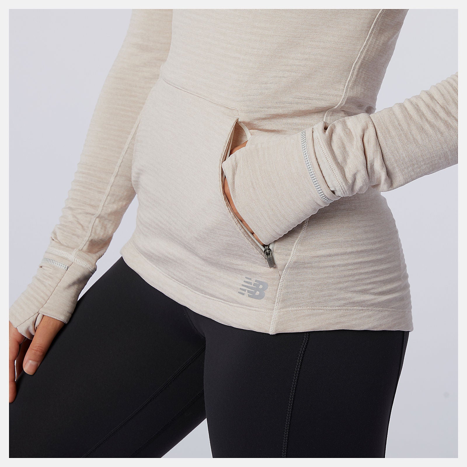 Sea Salt Heather NB Heat Grid Hoodie New Balance Clothing