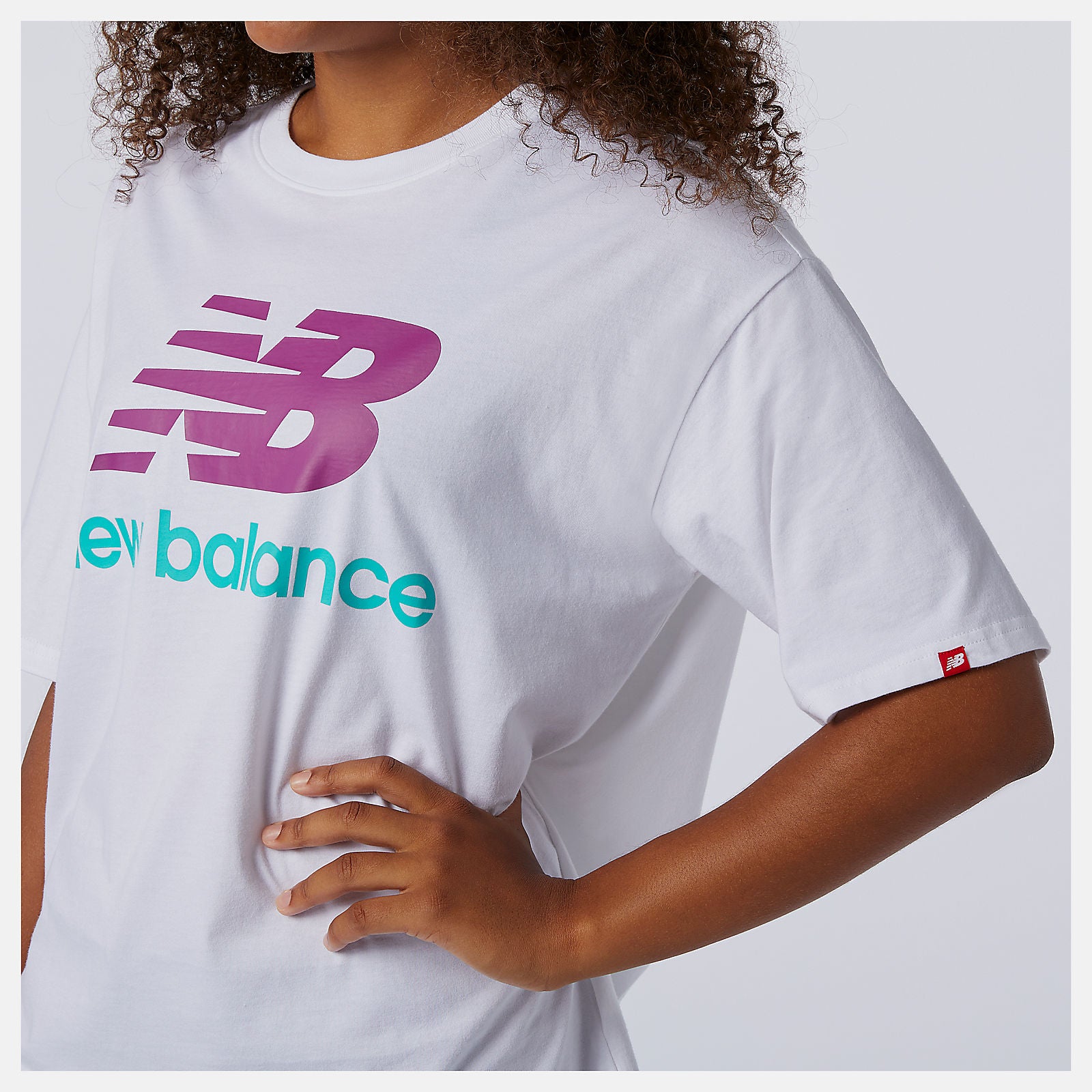 White Multi NB Essentials Stacked Logo Tee New Balance Clothing