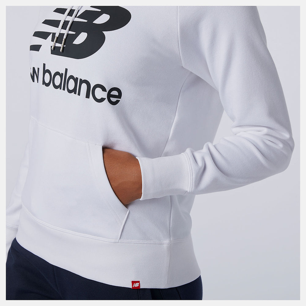 White/Black NB Essentials Pullover Hoodie New Balance Clothing