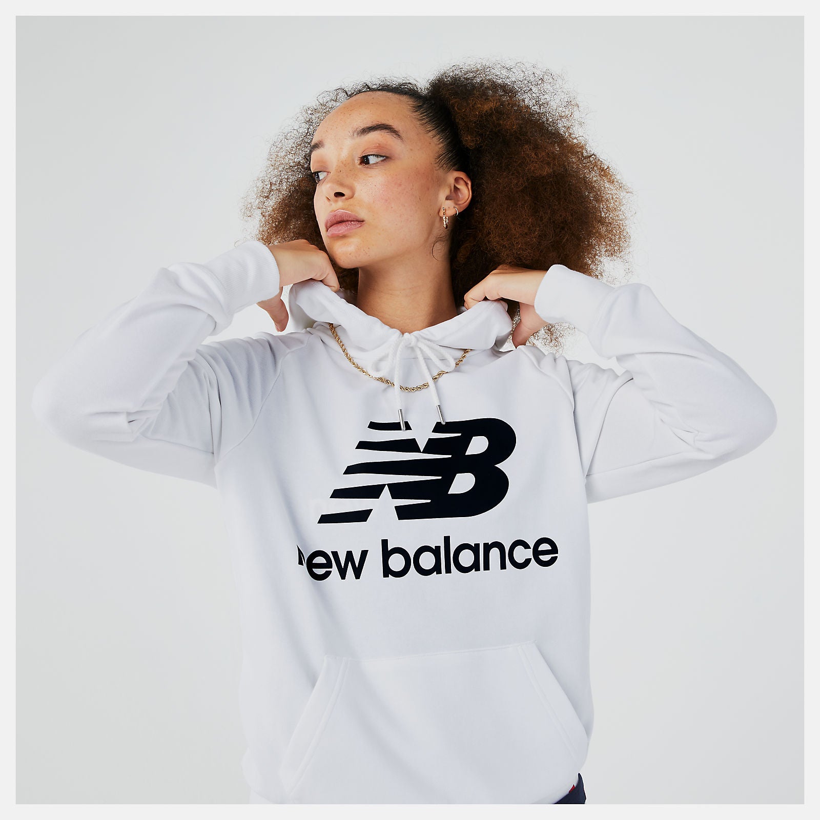 White/Black NB Essentials Pullover Hoodie New Balance Clothing