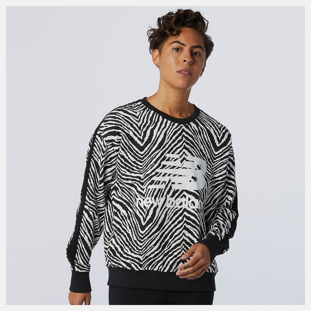 White Multi NB Athletics AOP Animal Print Crew New Balance Clothing