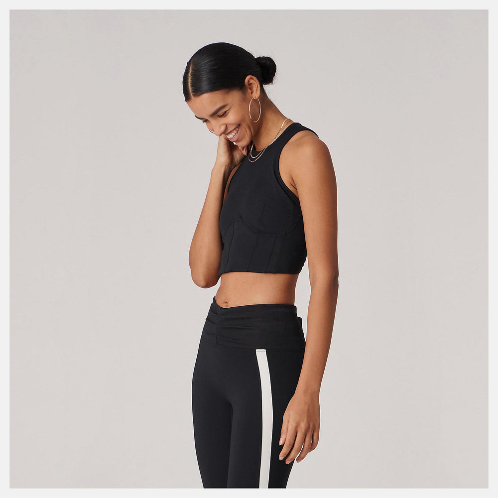 Black Bandier Corset Tank New Balance Clothing