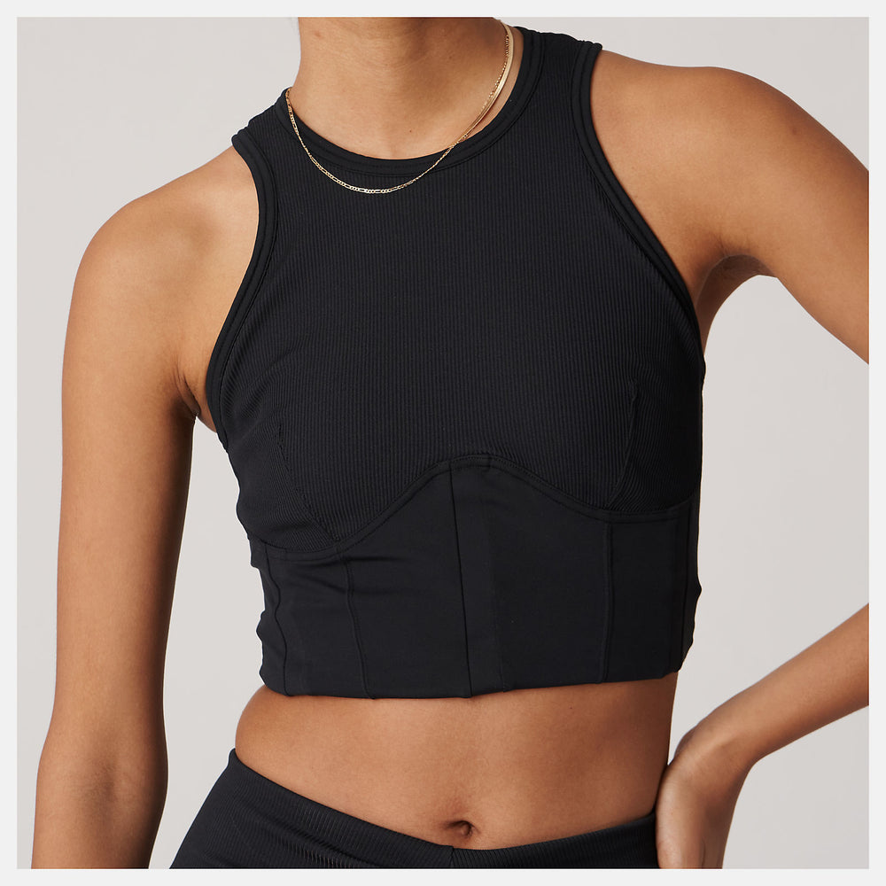 Black Bandier Corset Tank New Balance Clothing