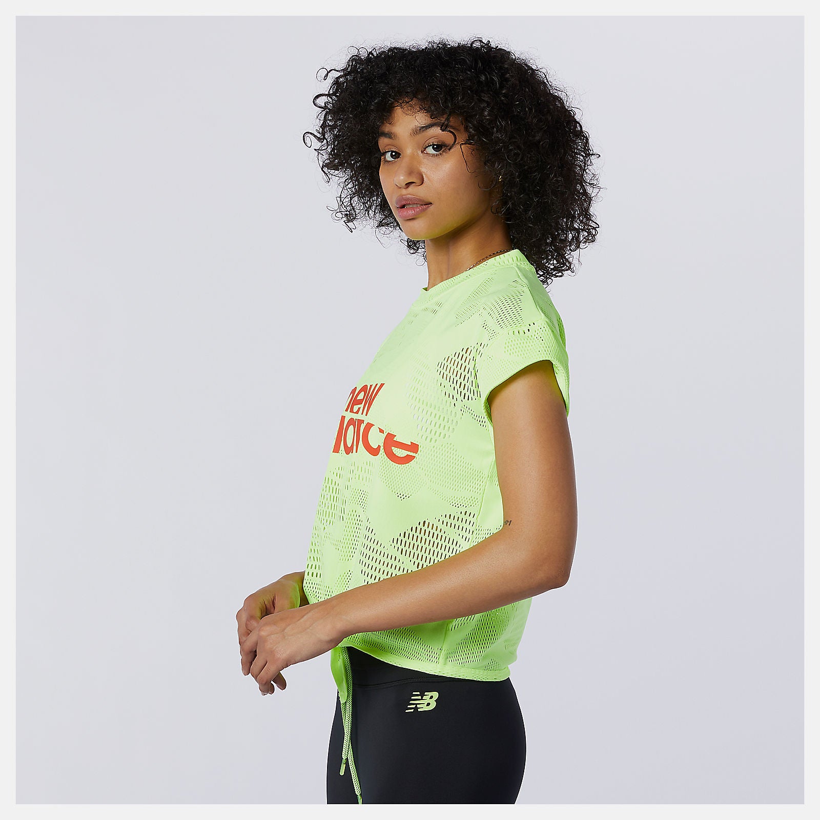 Bleached Lime Glo Achiever Collide Open Mesh Tee New Balance Clothing
