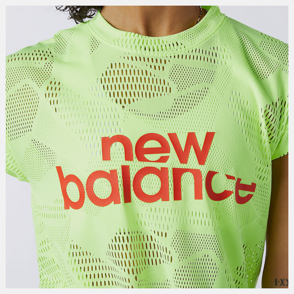 Bleached Lime Glo Achiever Collide Open Mesh Tee New Balance Clothing