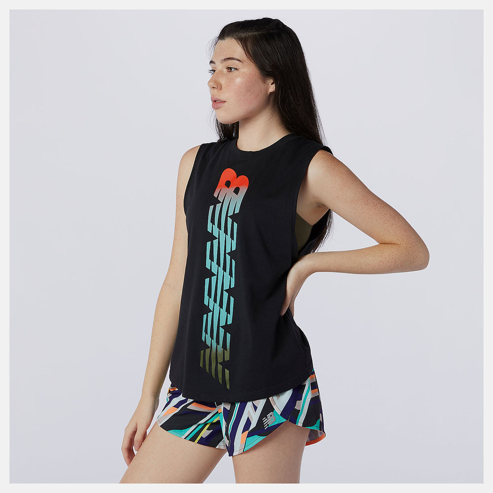 Black Relentless Cinched Back Graphic Tank New Balance Clothing
