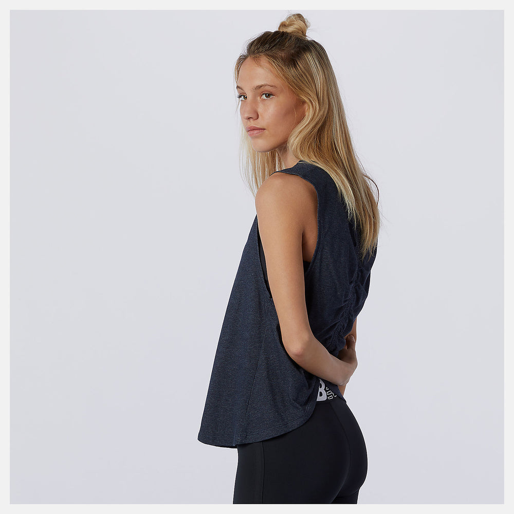 Eclipse Heather Relentless Cinched Back Graphic Tank New Balance Clothing