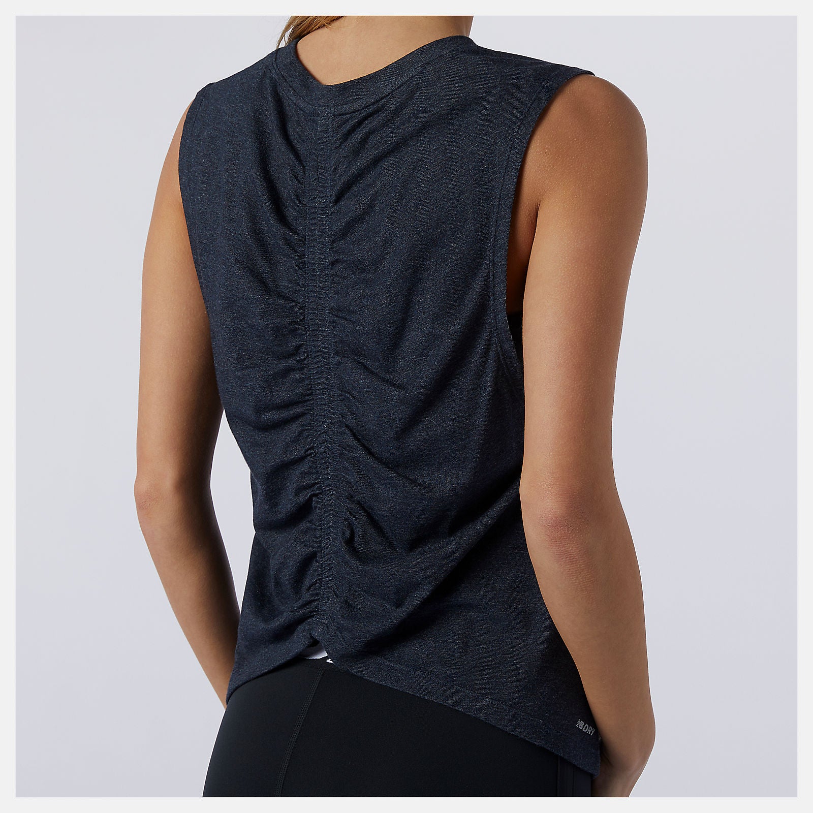 Eclipse Heather Relentless Cinched Back Graphic Tank New Balance Clothing
