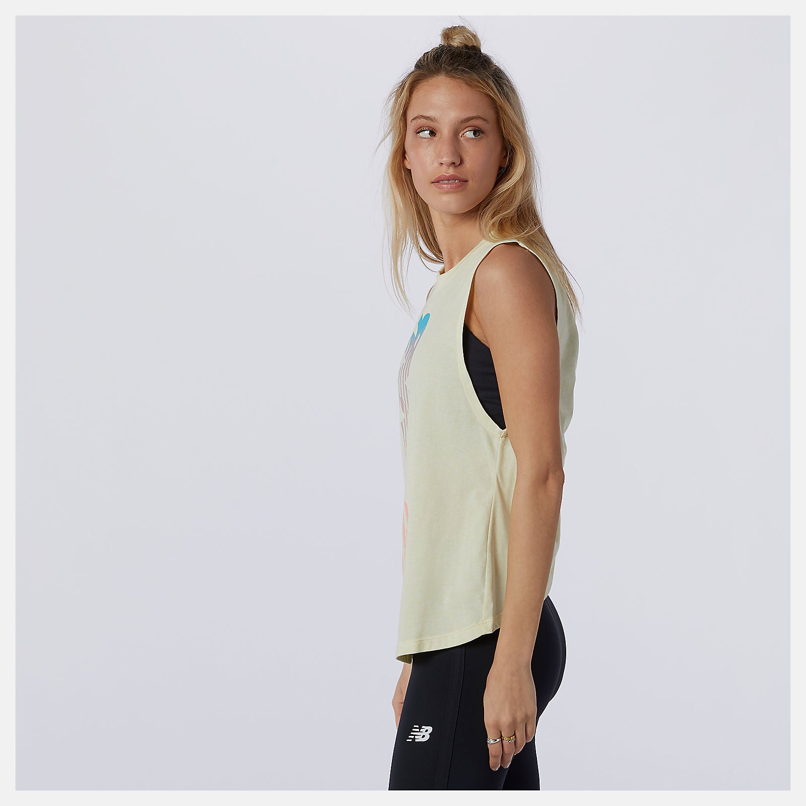 Lemon Haze Heather Relentless Cinched Back Graphic Tank New Balance Clothing