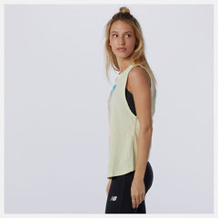 Lemon Haze Heather Relentless Cinched Back Graphic Tank New Balance Clothing