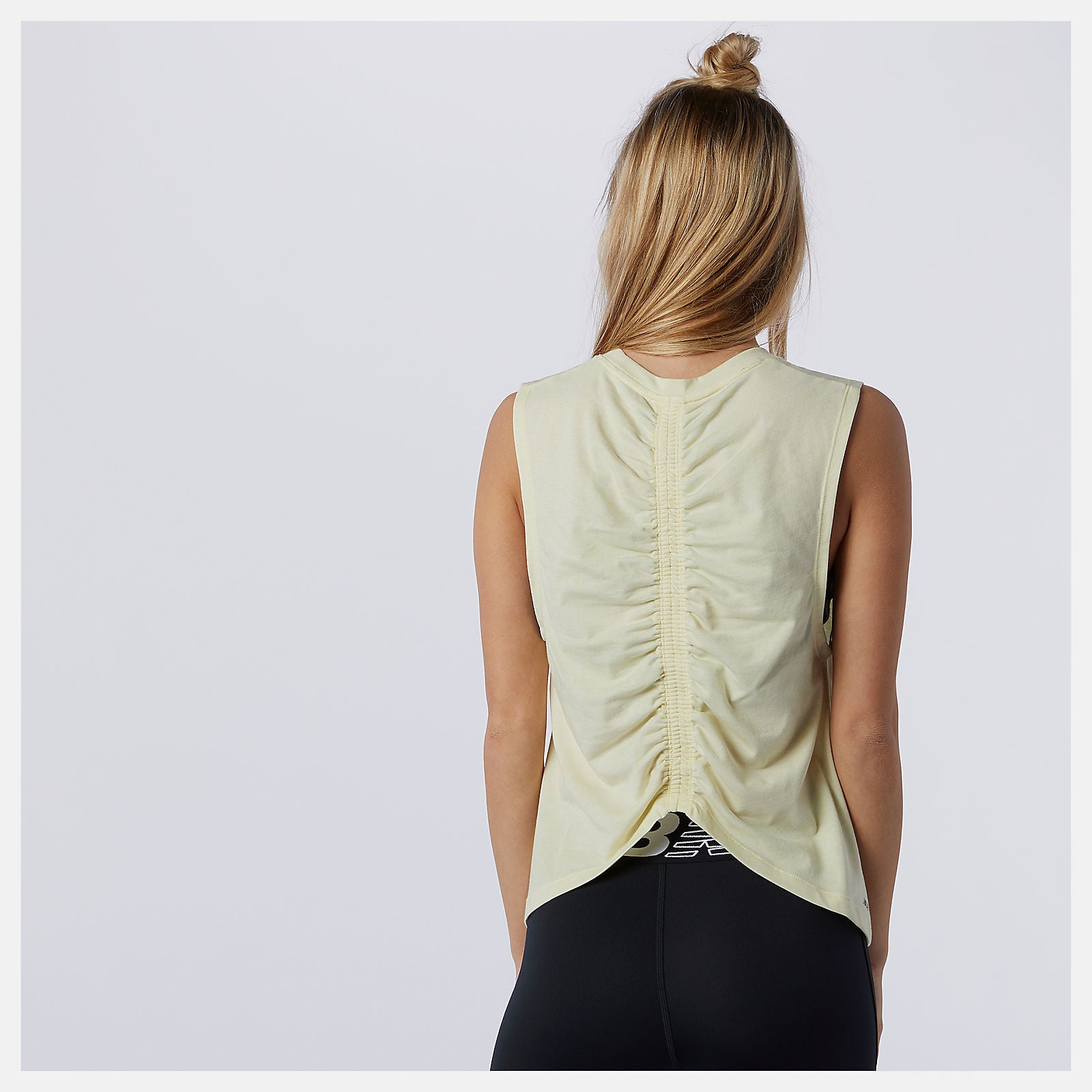 Lemon Haze Heather Relentless Cinched Back Graphic Tank New Balance Clothing