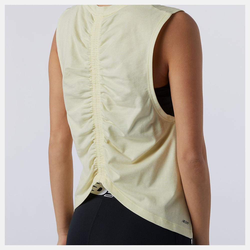 Lemon Haze Heather Relentless Cinched Back Graphic Tank New Balance Clothing