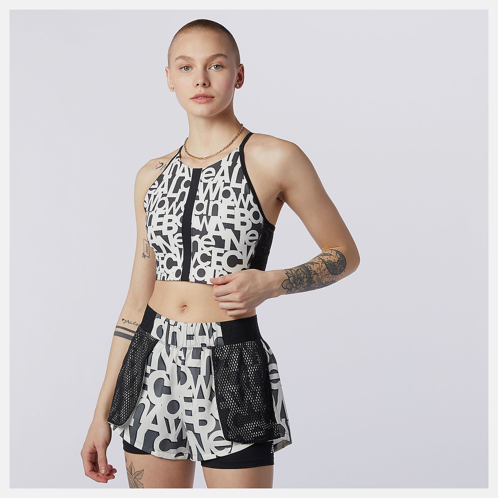 White Relentless Printed Crop Top New Balance Clothing