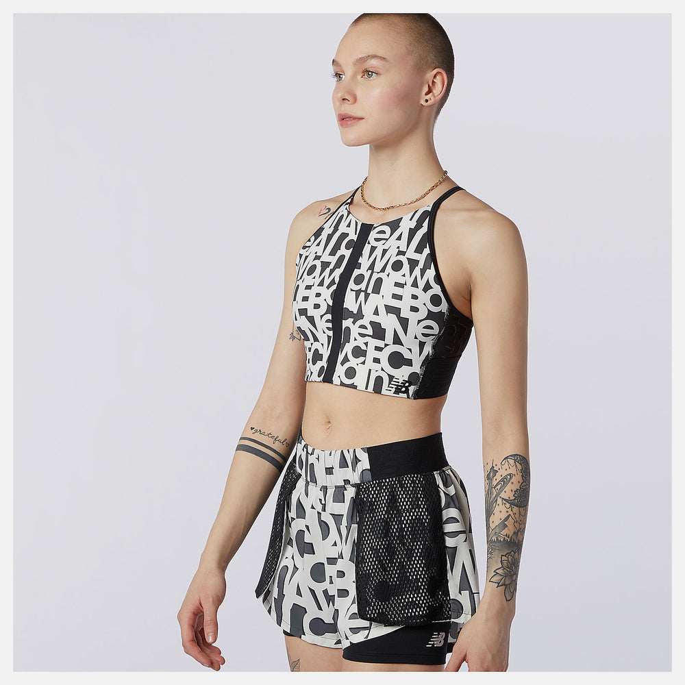 White Relentless Printed Crop Top New Balance Clothing