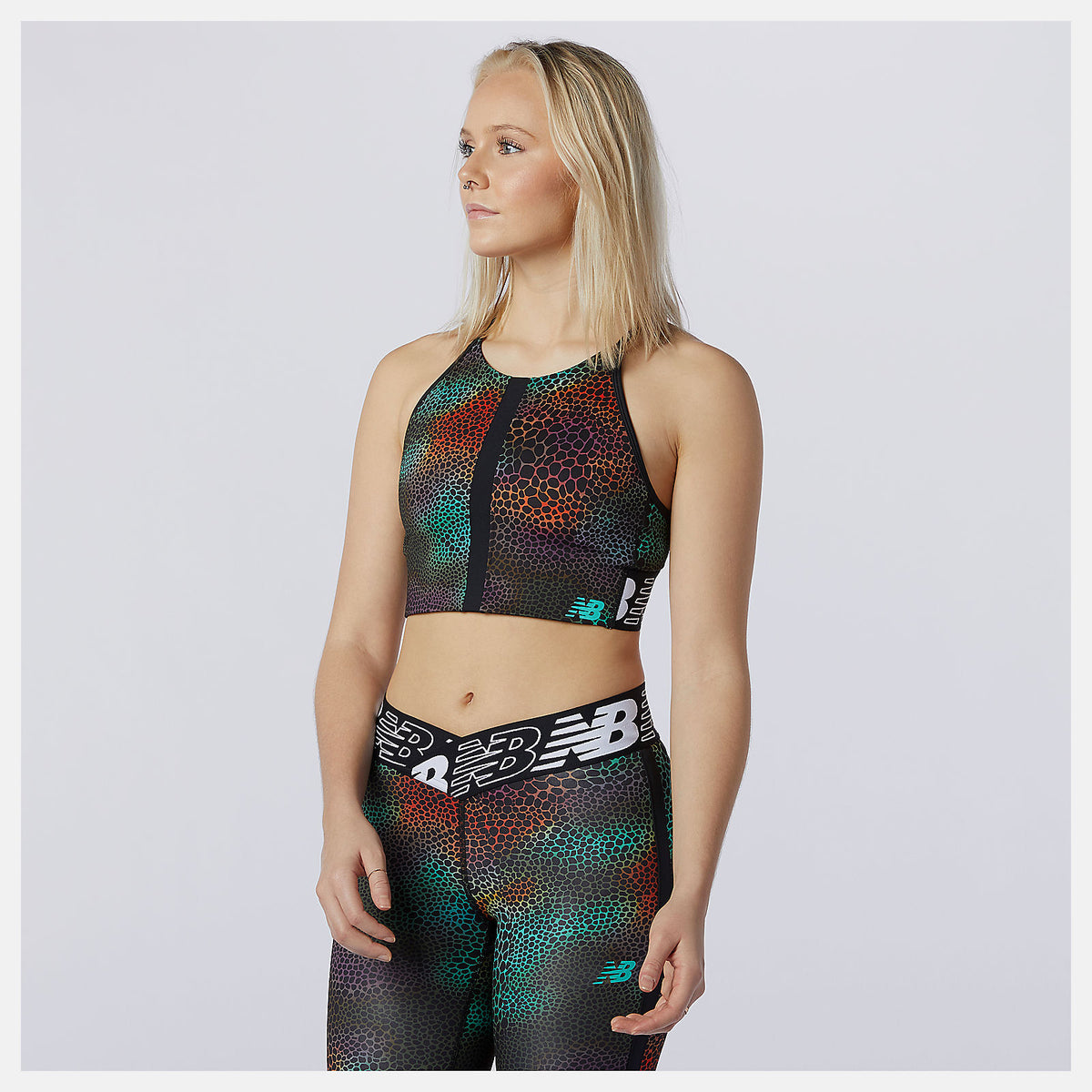 Black Print Relentless Printed Crop Top New Balance Clothing