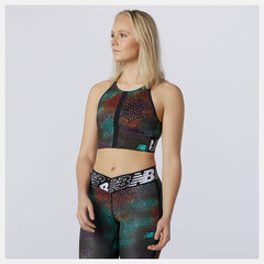 Black Print Relentless Printed Crop Top New Balance Clothing