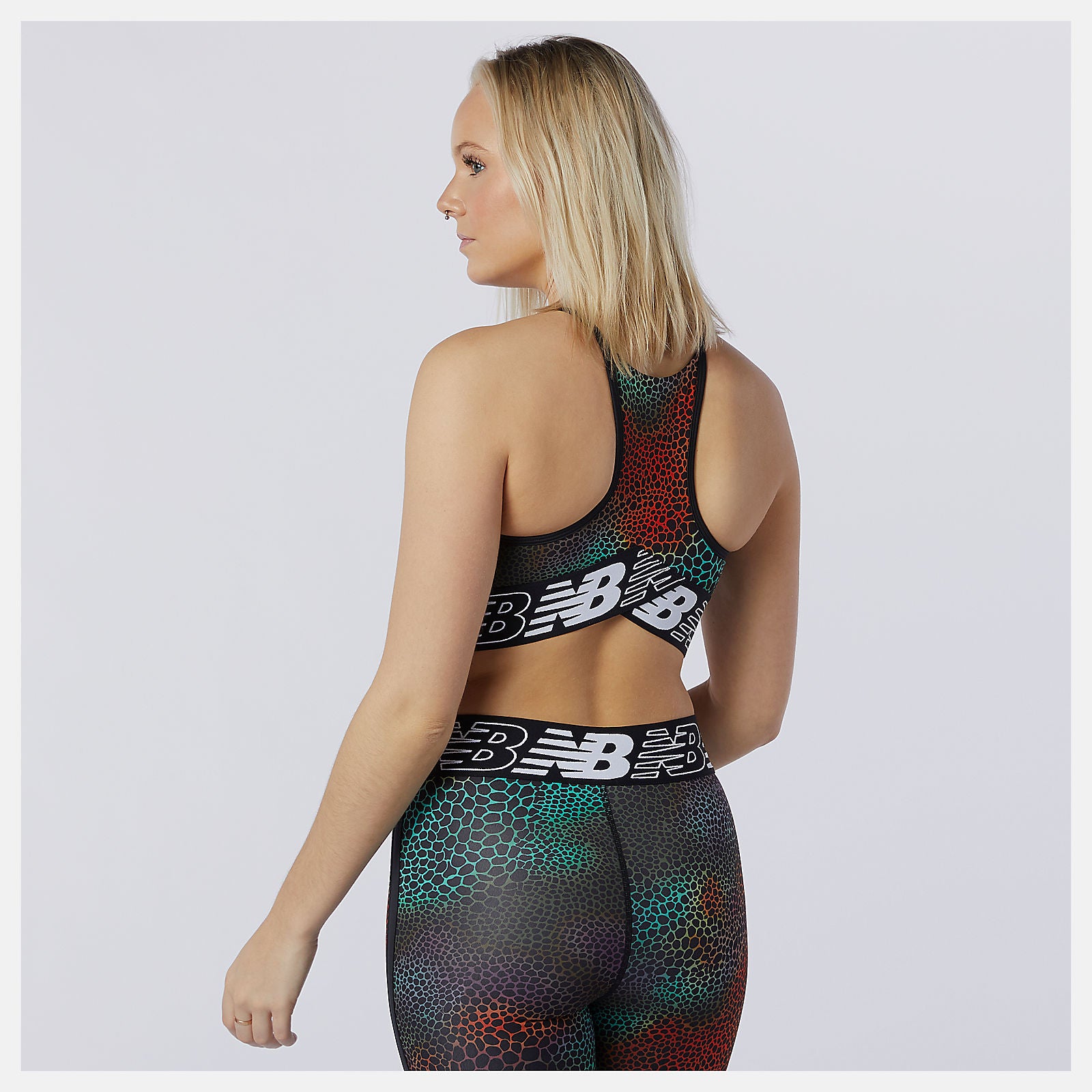 Black Print Relentless Printed Crop Top New Balance Clothing