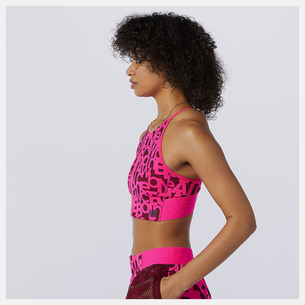 Pink Glo Relentless Printed Crop Top New Balance Clothing