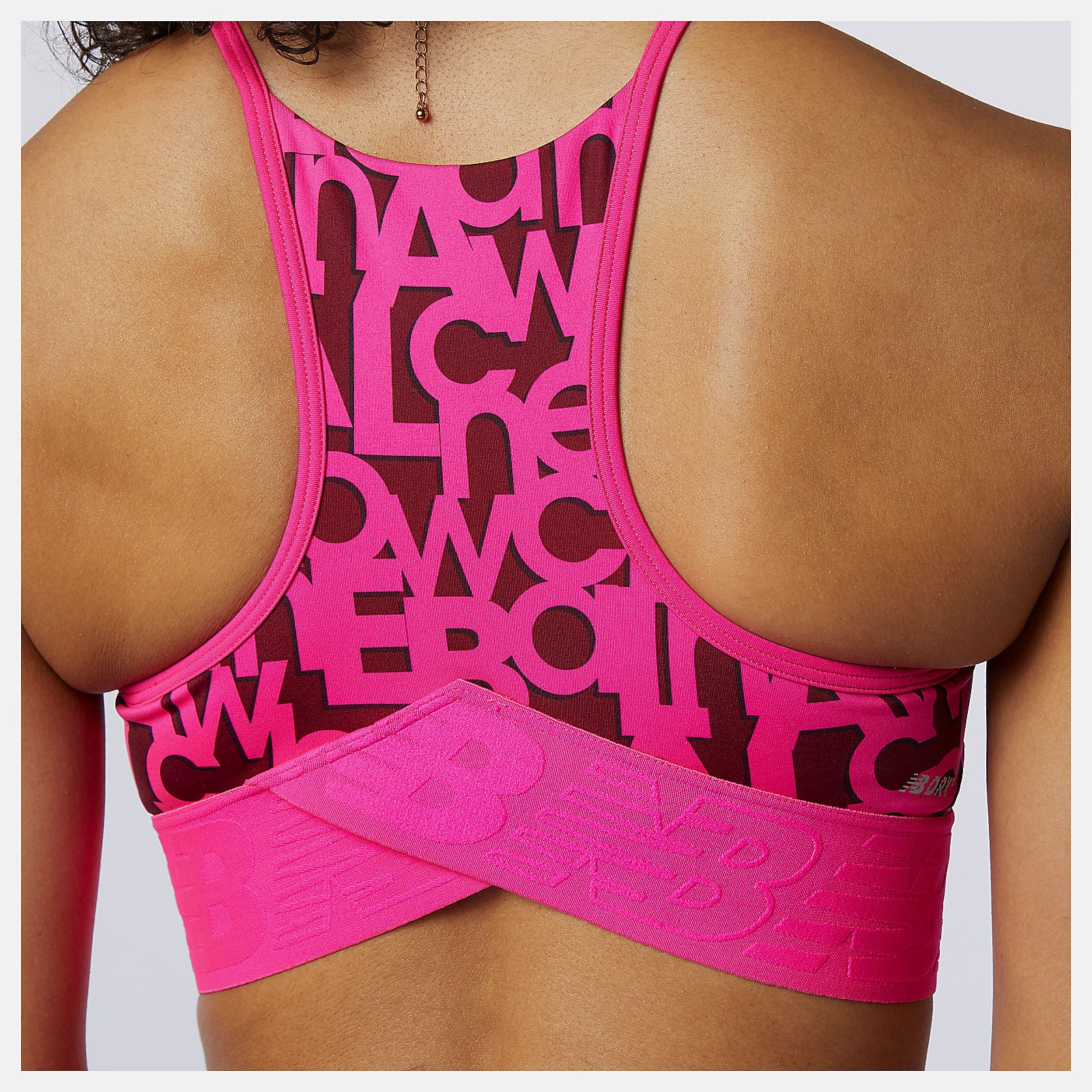 Pink Glo Relentless Printed Crop Top New Balance Clothing