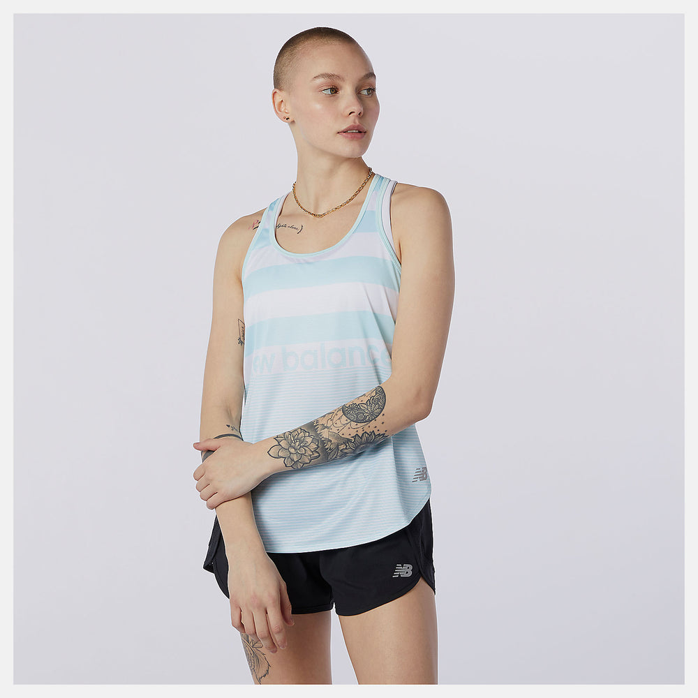 Pale Blue Printed Accelerate Tank New Balance Clothing