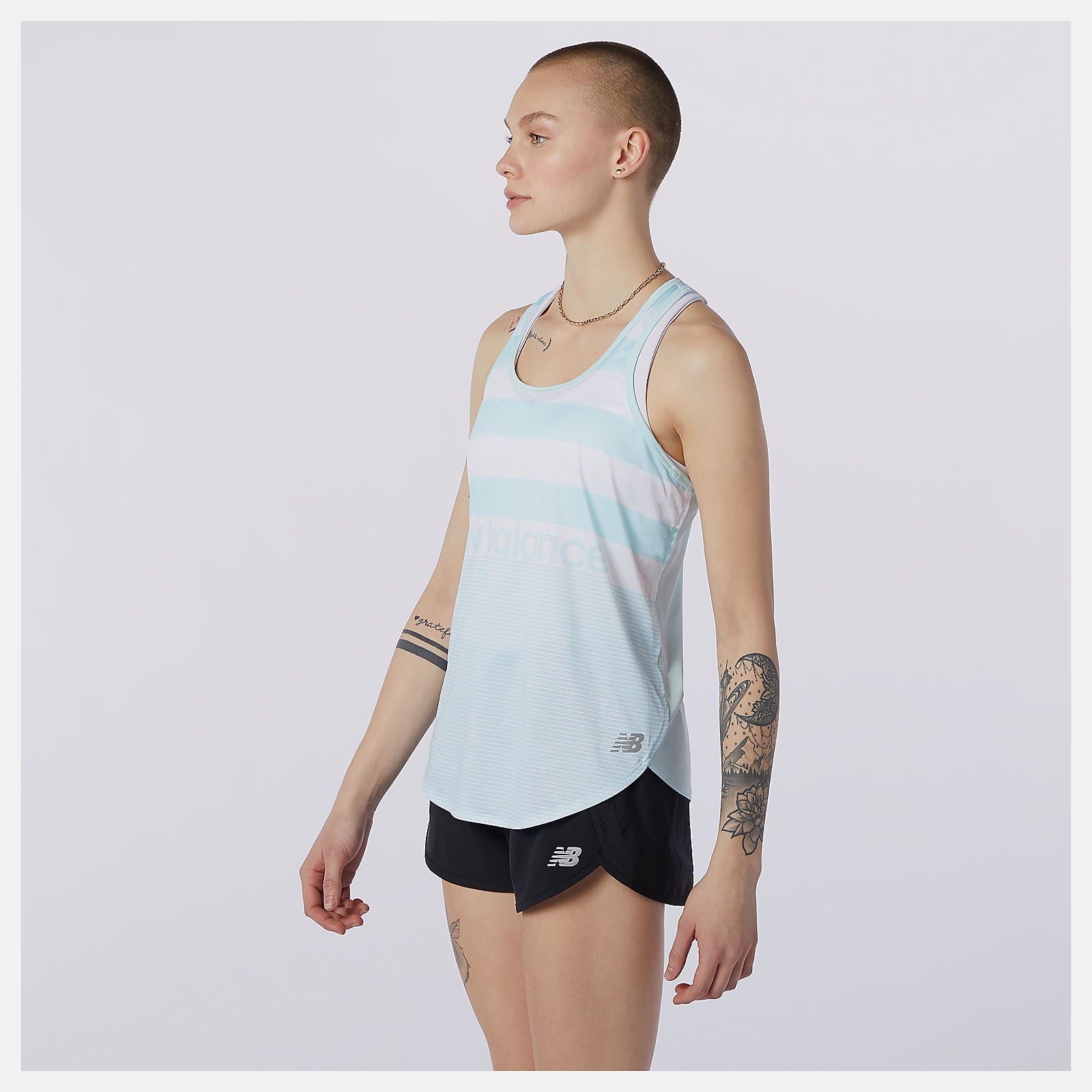Pale Blue Printed Accelerate Tank New Balance Clothing