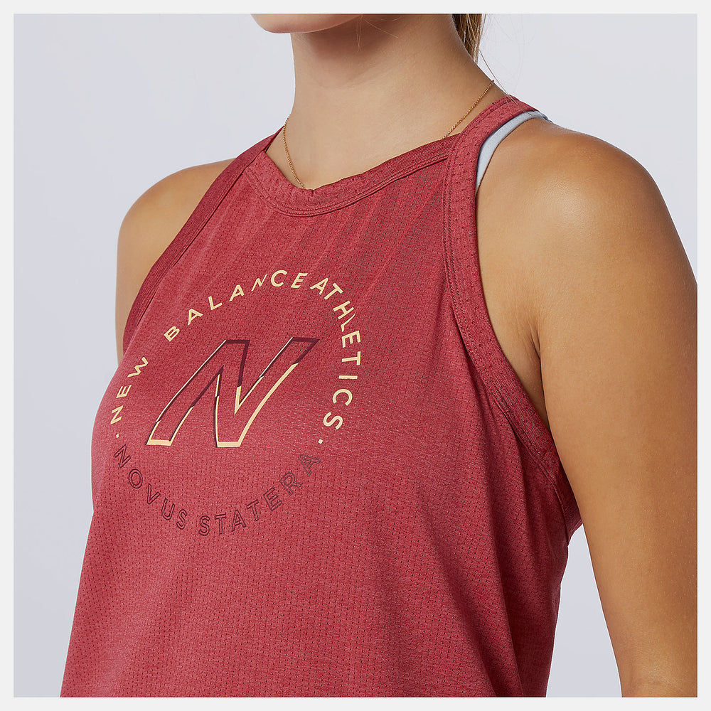 Earth Red Printed Impact Run Hybrid Tank New Balance Clothing