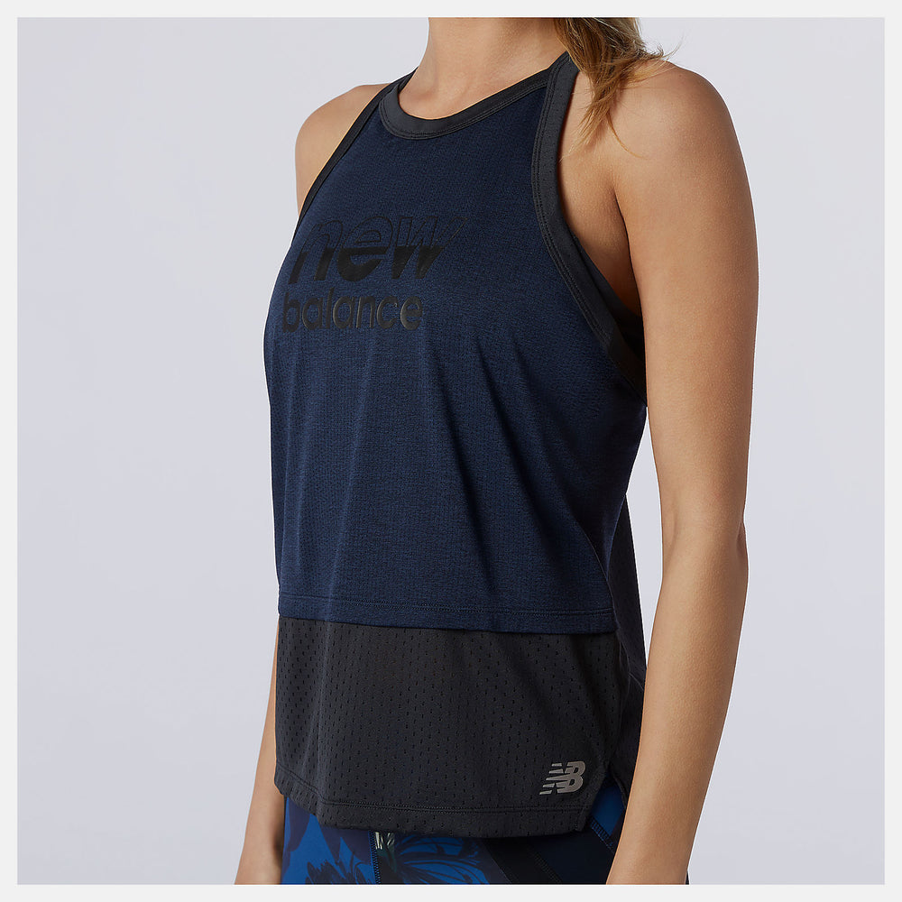 Eclipse Heather Printed Impact Run Hybrid Tank New Balance Clothing