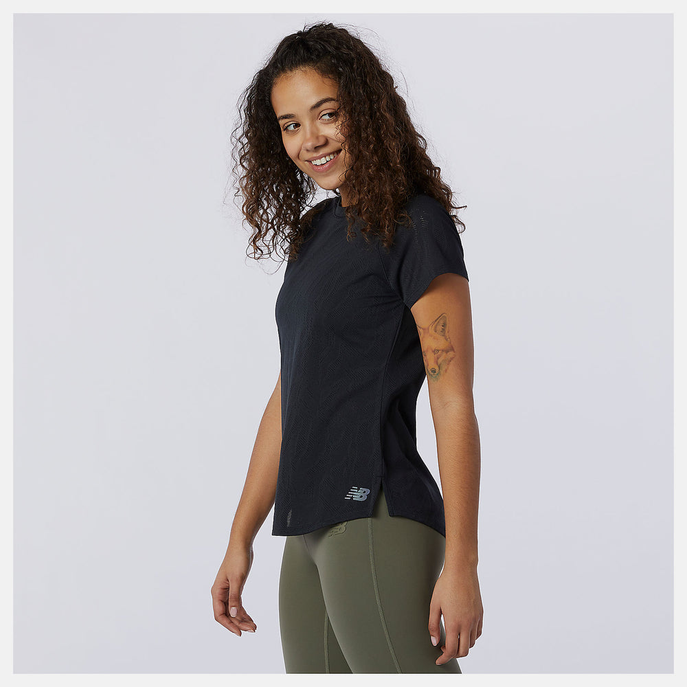 Black Q Speed Fuel Jacquard Short Sleeve New Balance Clothing