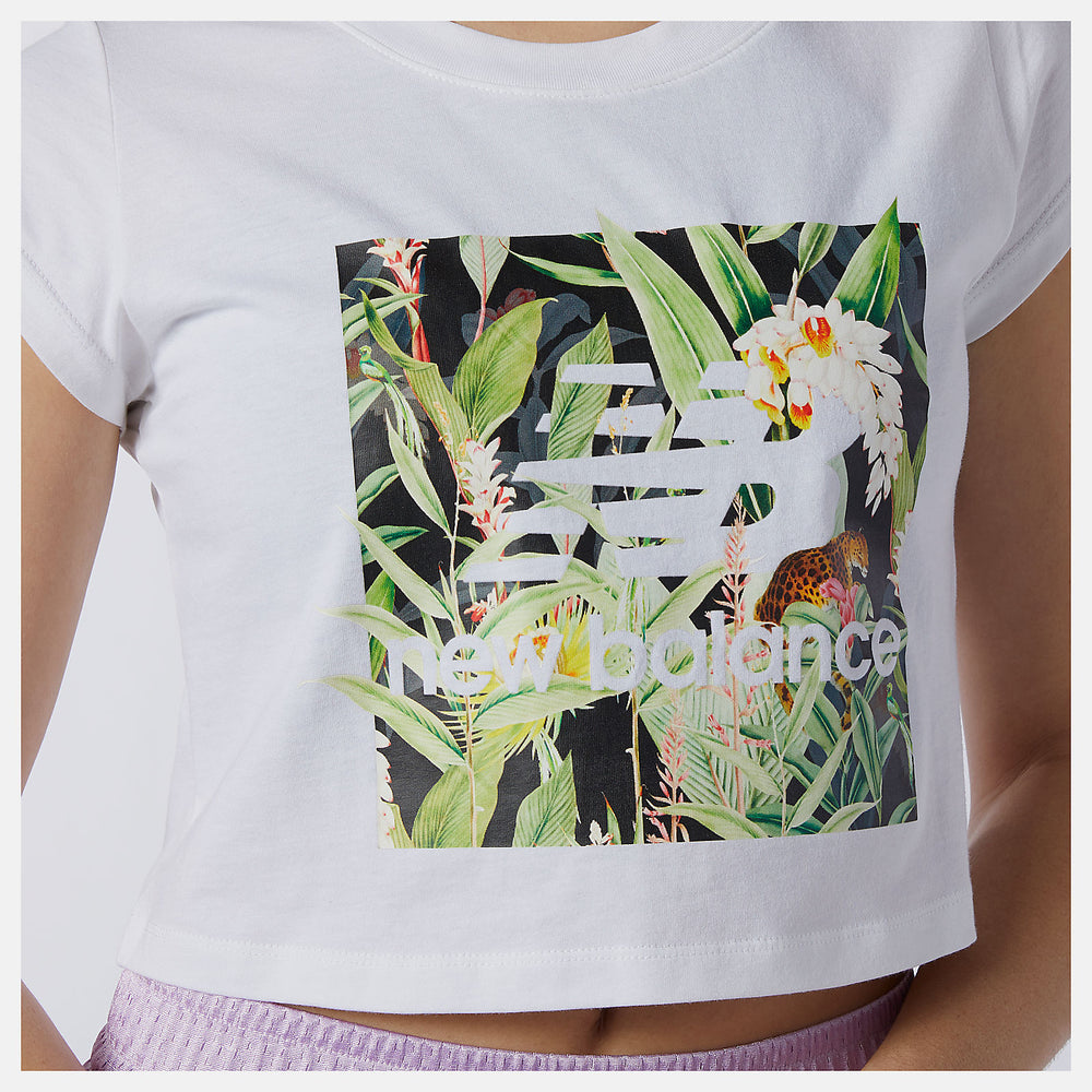 White NB Essentials Botanical Tee New Balance Clothing