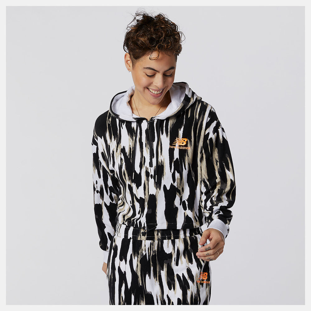 White Print NB Athletics Collide Printed Terry Hoodie New Balance Clothing