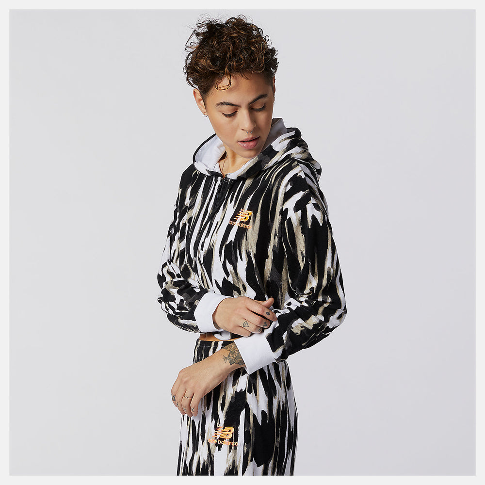 White Print NB Athletics Collide Printed Terry Hoodie New Balance Clothing