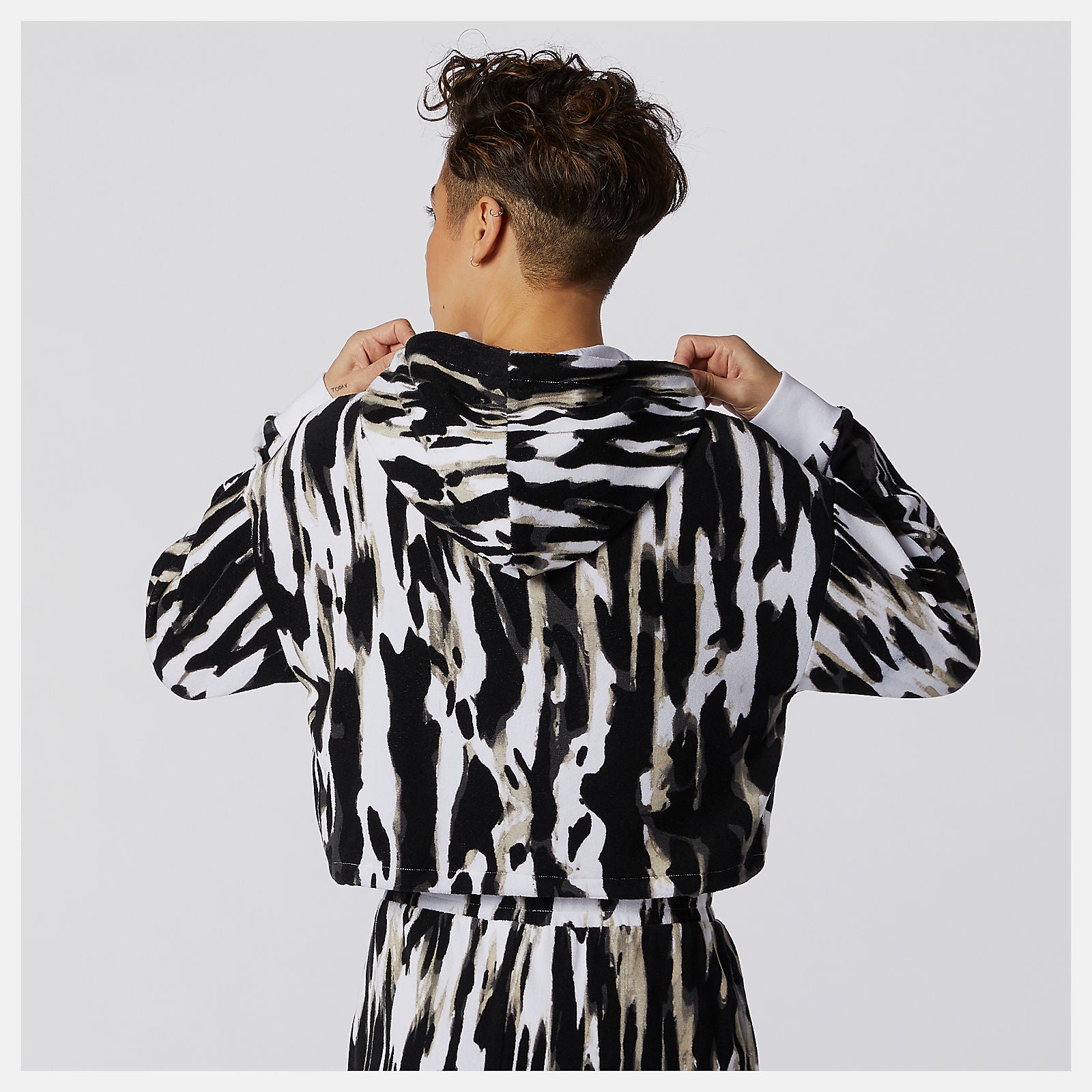 White Print NB Athletics Collide Printed Terry Hoodie New Balance Clothing
