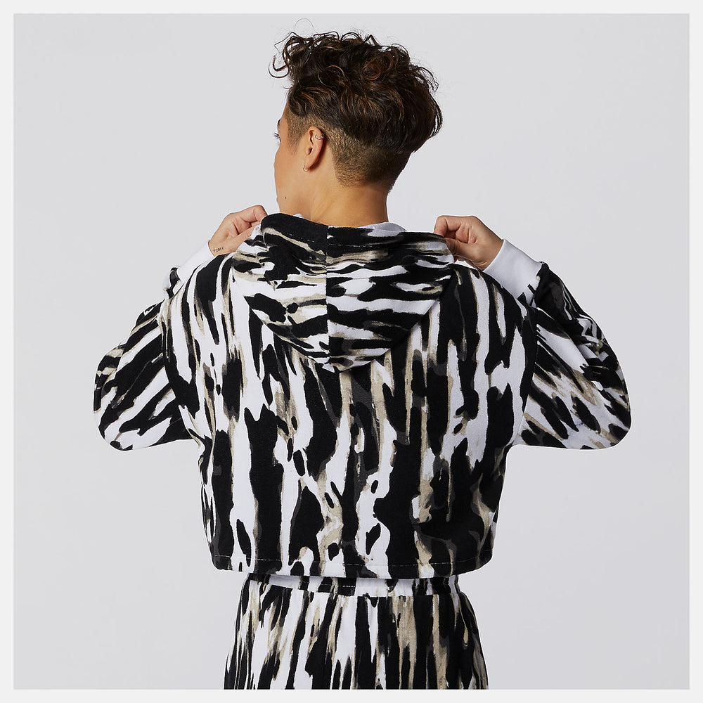 White Print NB Athletics Collide Printed Terry Hoodie New Balance Clothing