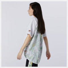 White NB Essentials Botanical Knit Woven Mix Tee New Balance Clothing