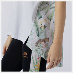 White NB Essentials Botanical Knit Woven Mix Tee New Balance Clothing