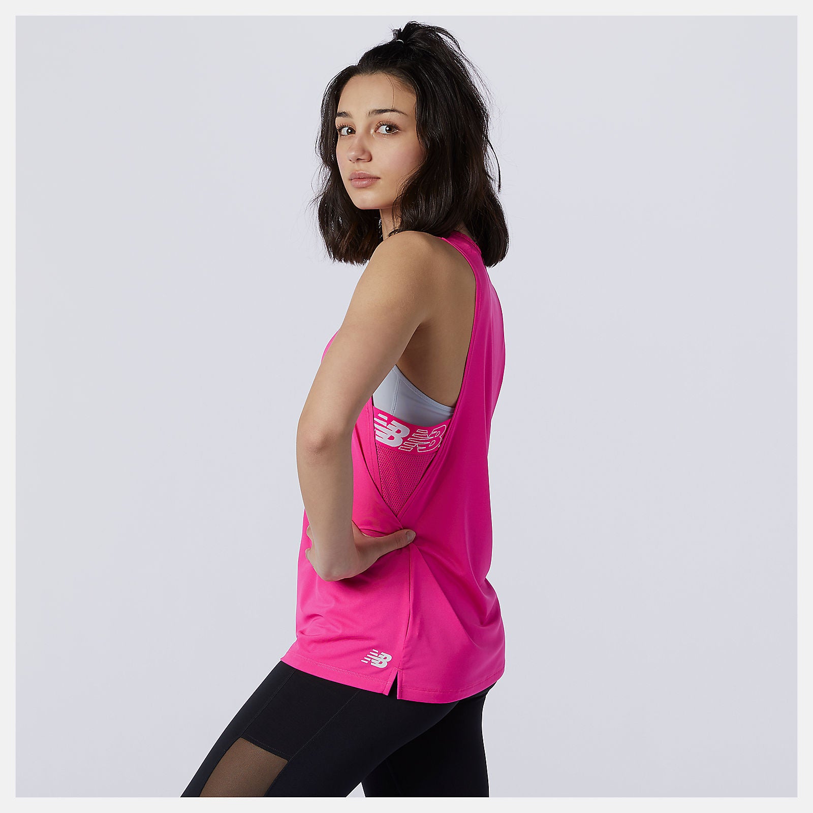 Pink Glo Relentless Sweat Tank New Balance Clothing