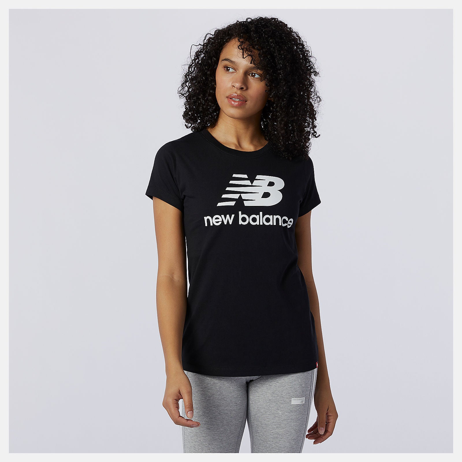 Black Essentials Stacked Logo Tee New Balance Clothing