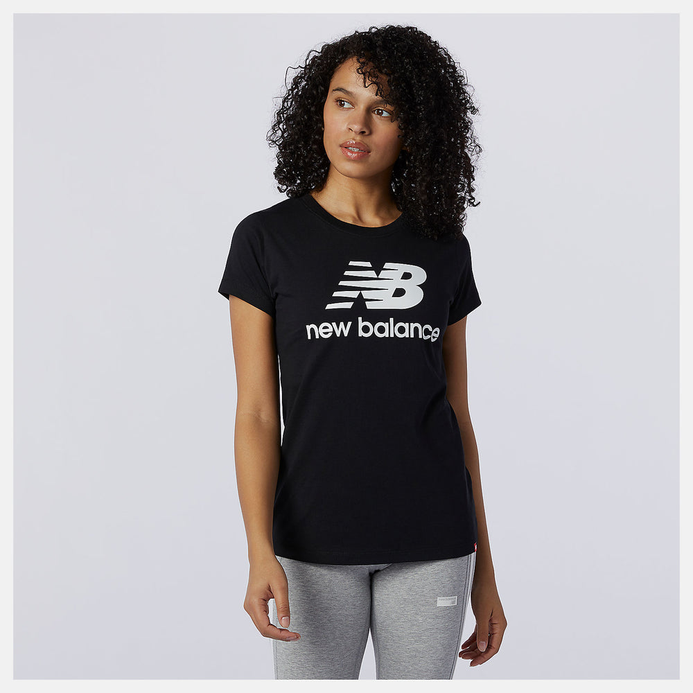 Black Essentials Stacked Logo Tee New Balance Clothing