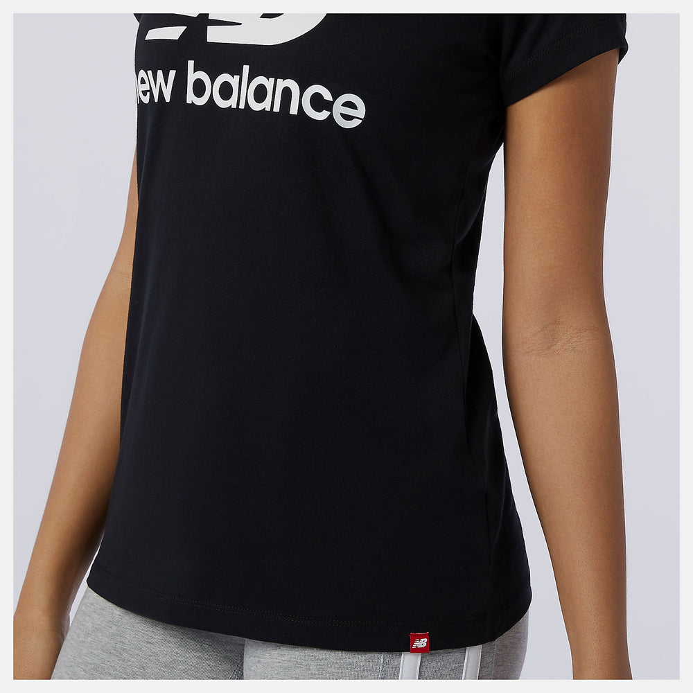 Black Essentials Stacked Logo Tee New Balance Clothing