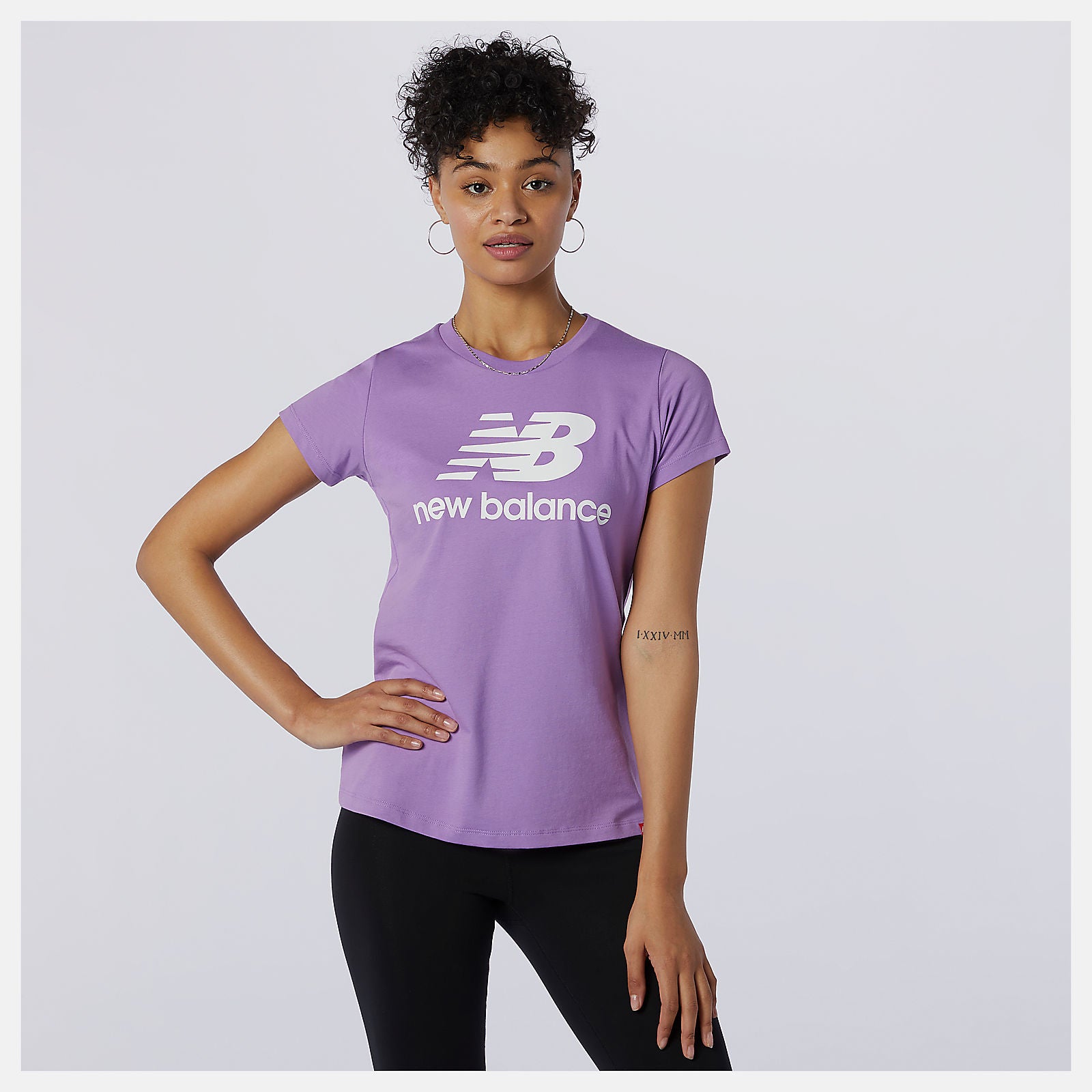 Heliotrope Essentials Stacked Logo Tee New Balance Clothing