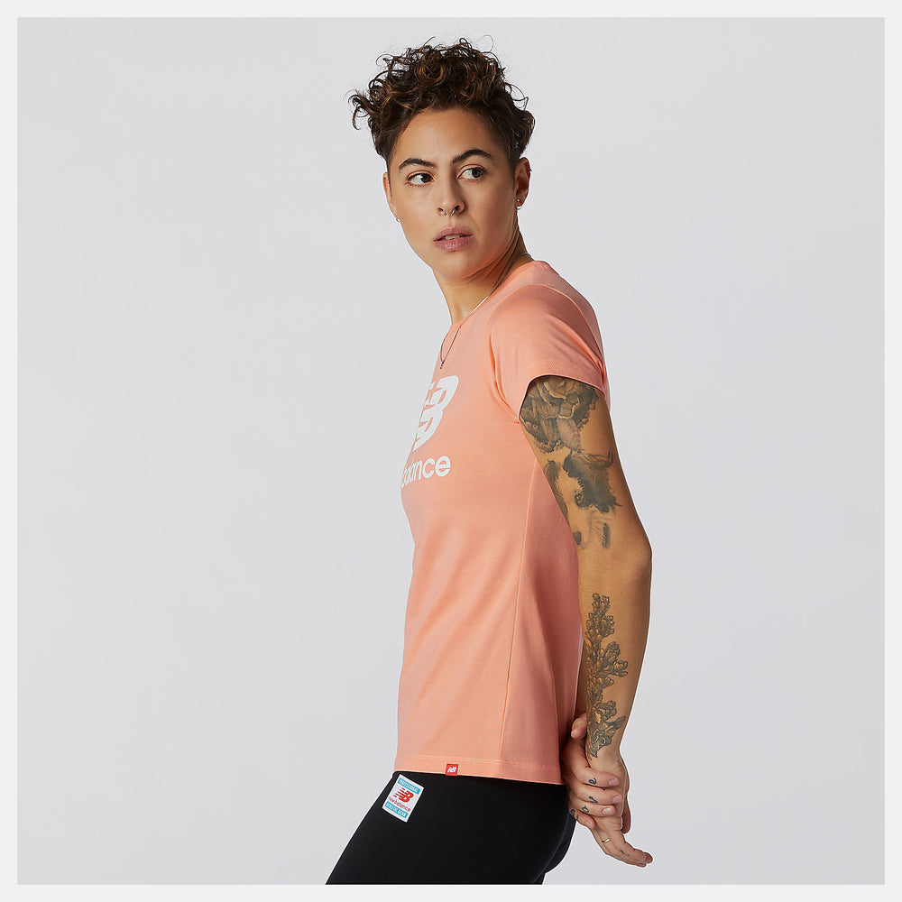 Paradise Pink Essentials Stacked Logo Tee New Balance Clothing