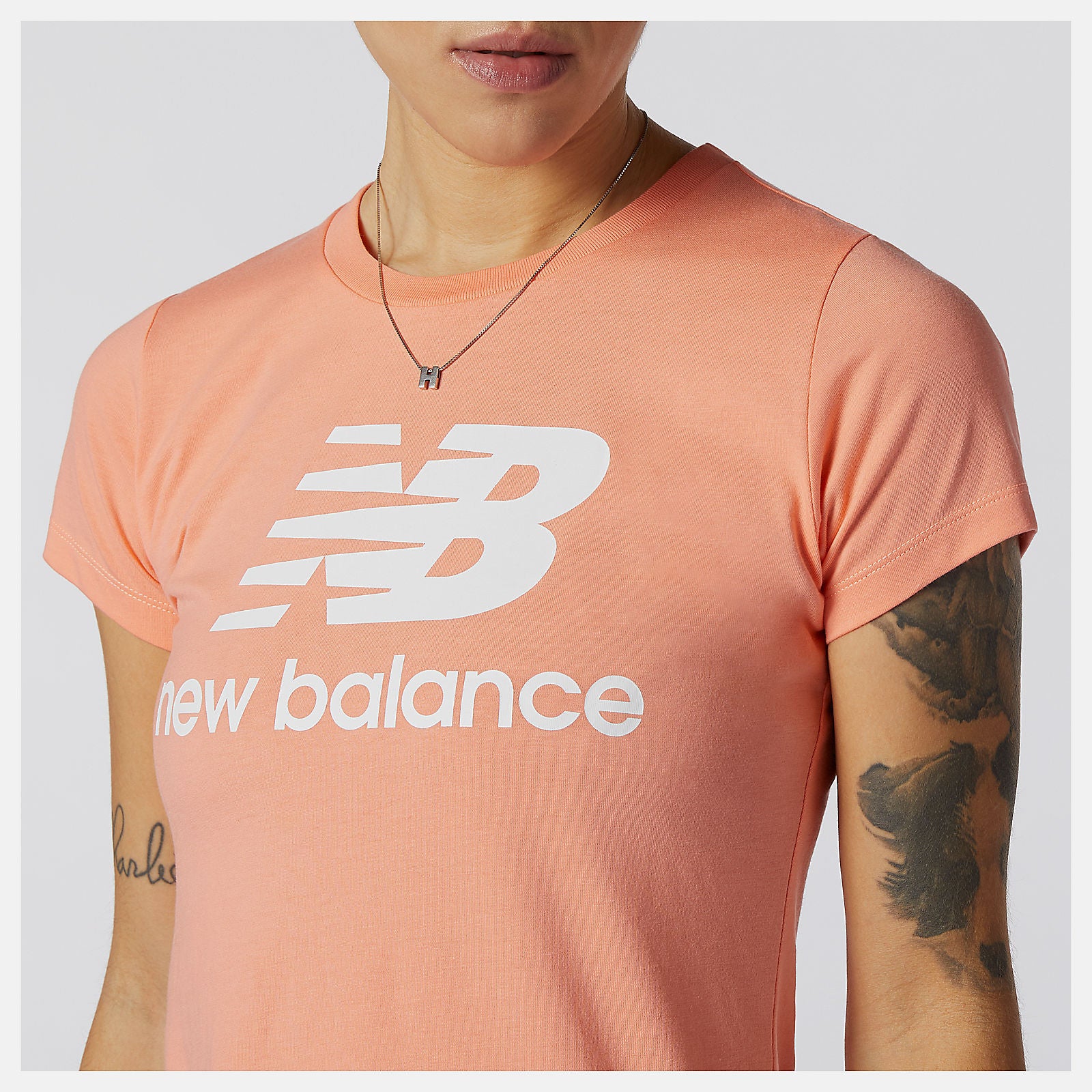 Paradise Pink Essentials Stacked Logo Tee New Balance Clothing